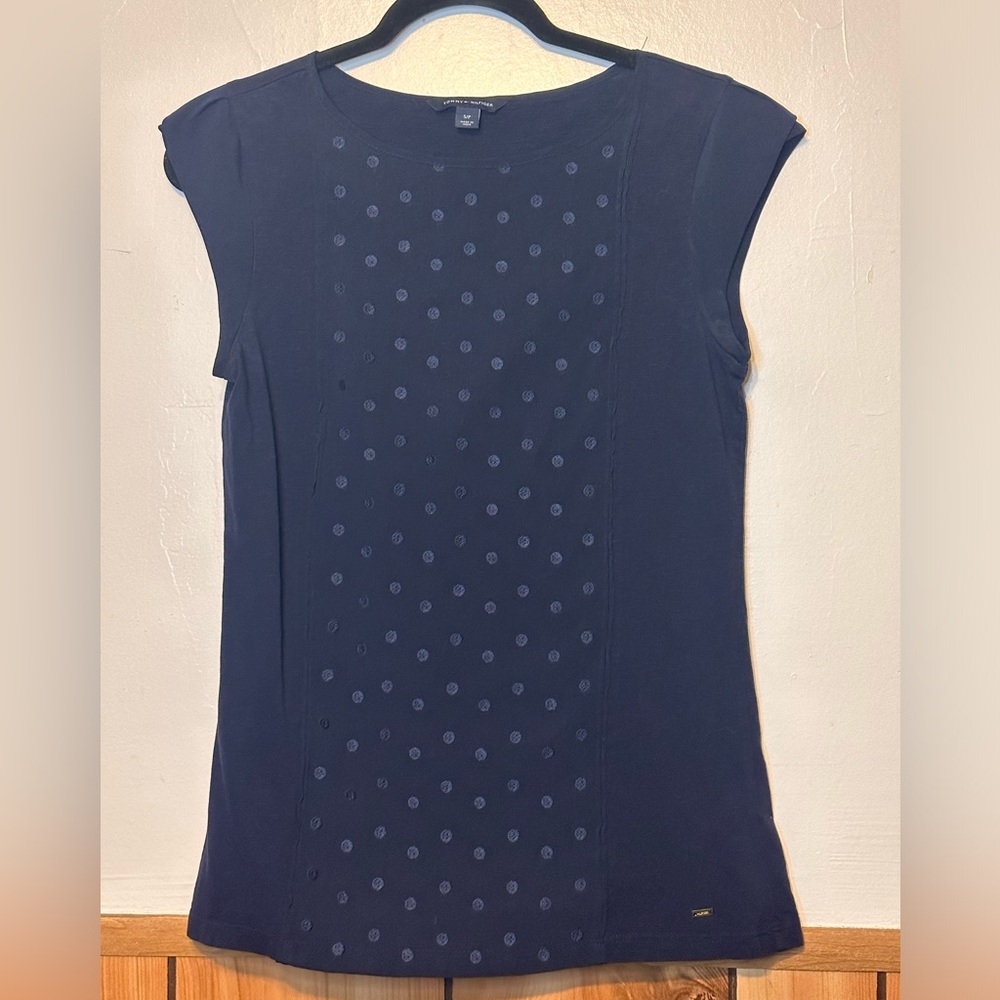 Tommy Hilfiger Dark Blue Blouse with Polka Dots